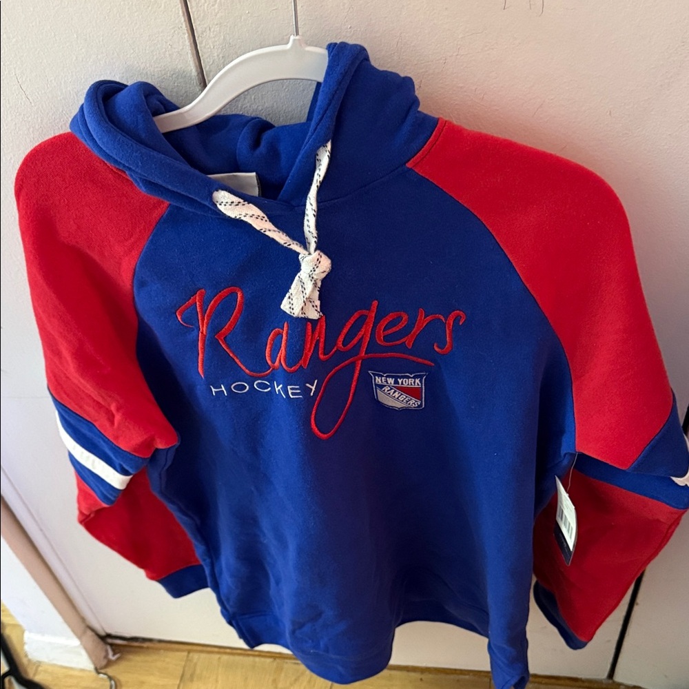 New York Rangers Blue and Red Drawstring Hoodie